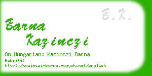 barna kazinczi business card